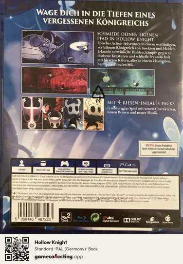Hollow Knight PlayStation 4, Germany box back
