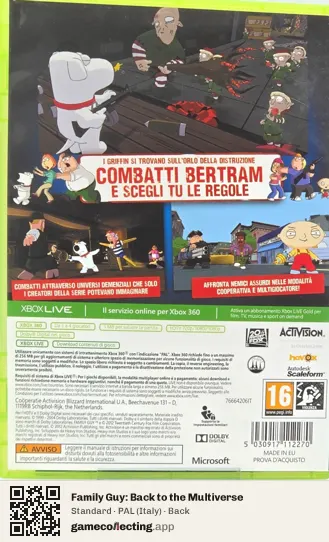 Family Guy: Back to the Multiverse Xbox 360, Italy box back