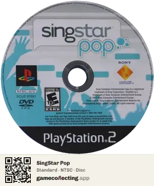 SingStar Pop PlayStation 2, NTSC disc