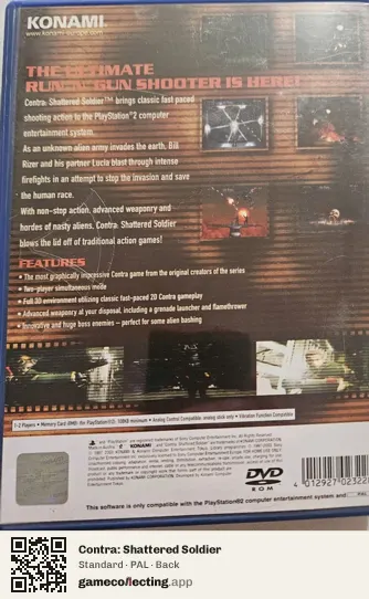 Contra: Shattered Soldier PlayStation 2, PAL box back