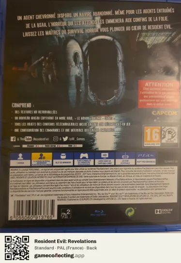 Resident Evil: Revelations PlayStation 4, France box back