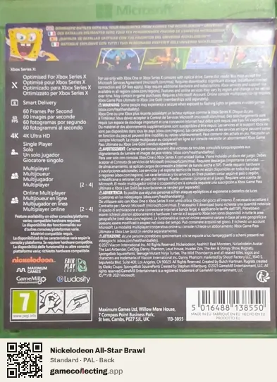 Nickelodeon All-Star Brawl Xbox Series X, PAL box back