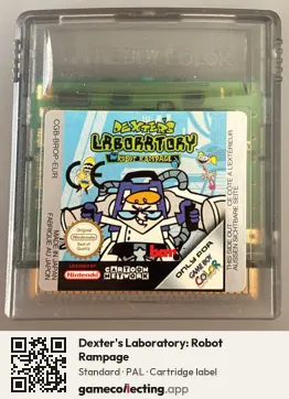 Dexter's Laboratory: Robot Rampage Game Boy Color, PAL cartridge label