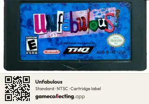 Unfabulous Game Boy Advance, NTSC cartridge label