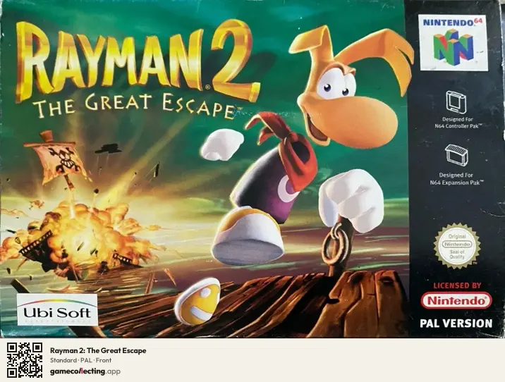 Rayman 2: The Great Escape Nintendo 64, PAL box front