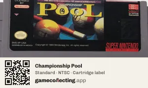Championship Pool Super Nintendo Entertainment System, NTSC cartridge label