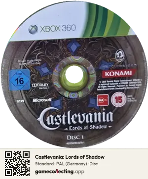Castlevania: Lords of Shadow Xbox 360, PAL disc