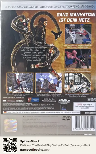 Spider-Man 2 PlayStation 2, Germany box back