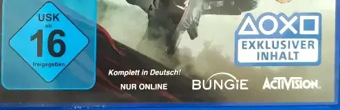 Destiny 2, the USK square on its front