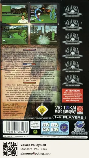 Valora Valley Golf Sega Saturn, PAL box back