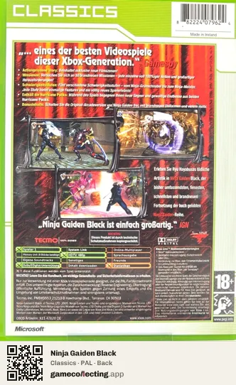 Ninja Gaiden Black Xbox, PAL box back