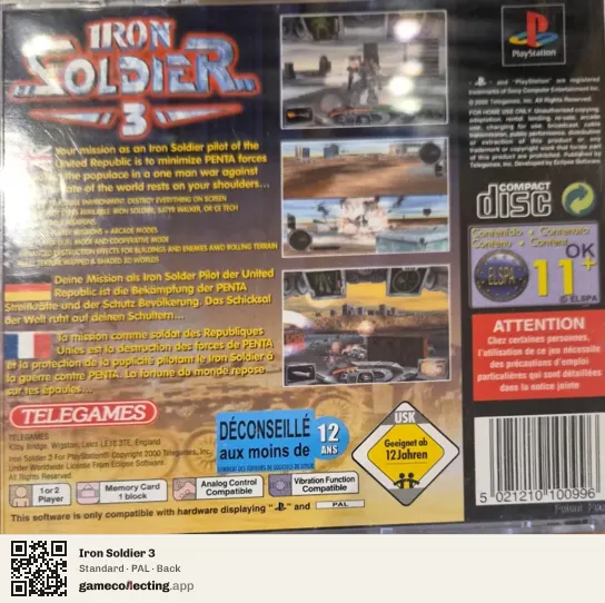 Iron Soldier 3 PlayStation, PAL box back