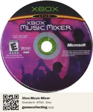 Xbox Music Mixer Xbox, NTSC disc