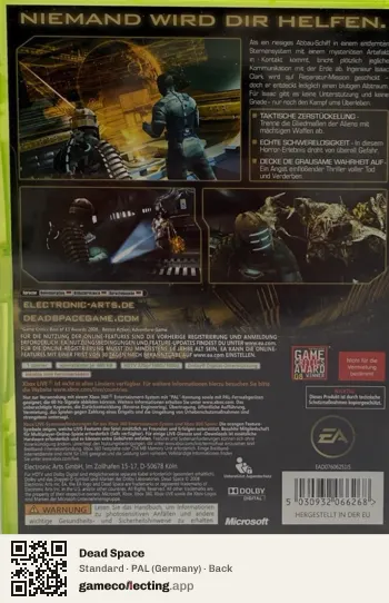 Dead Space Xbox 360, Germany box back