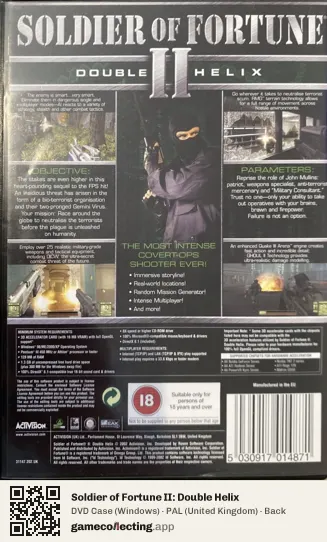 Soldier of Fortune II: Double Helix Computer, United Kingdom box back