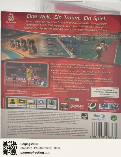 Beijing 2008 PlayStation 3, Germany box back