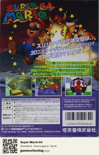 Super Mario 64 Nintendo 64, Japan box back