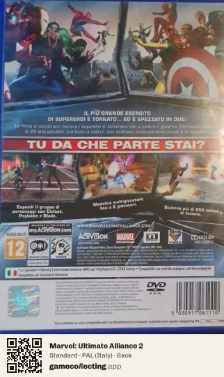 Marvel: Ultimate Alliance 2 PlayStation 2, Italy box back