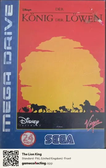 The Lion King Sega Mega Drive / Genesis, United Kingdom box front