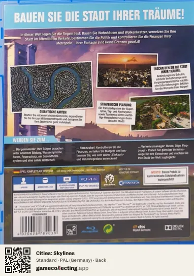 Cities: Skylines PlayStation 4, Germany box back