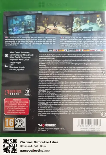 Chronos: Before the Ashes Xbox One, PAL box back