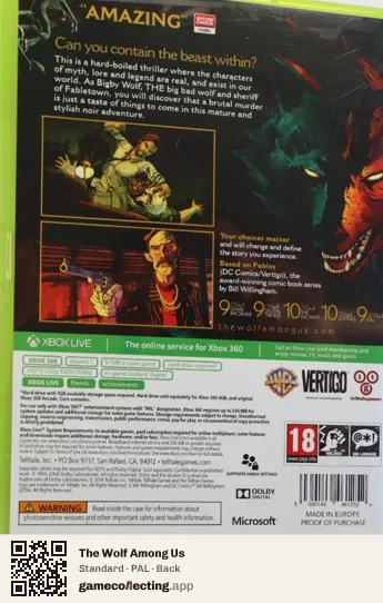 The Wolf Among Us Xbox 360, PAL box back