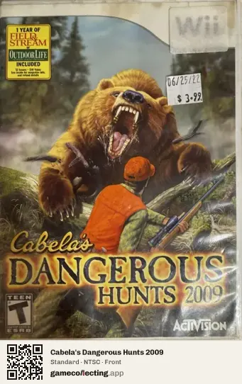 Cabela's Dangerous Hunts 2009 Nintendo Wii, NTSC box front
