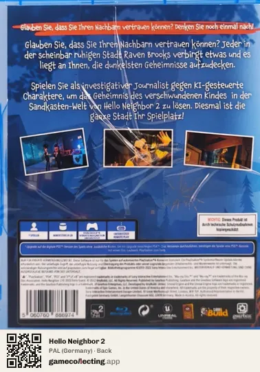 Hello Neighbor 2 PlayStation 4, Germany box back
