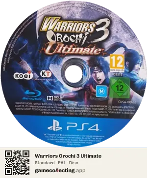 Warriors Orochi 3 Ultimate PlayStation 4, PAL disc