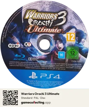 Warriors Orochi 3 Ultimate PlayStation 4, PAL disc