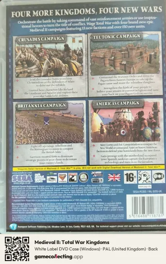 Medieval II: Total War Kingdoms Computer, United Kingdom box back