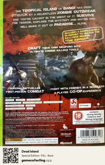Dead Island Xbox 360, PAL box back