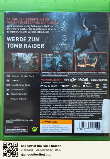 Shadow of the Tomb Raider Xbox One, Germany box back