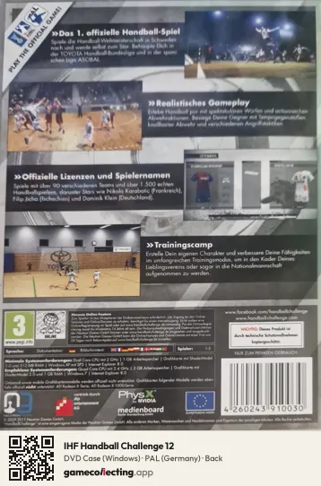 IHF Handball Challenge 12 Computer, Germany box back