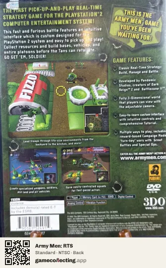 Army Men: RTS PlayStation 2, NTSC box back