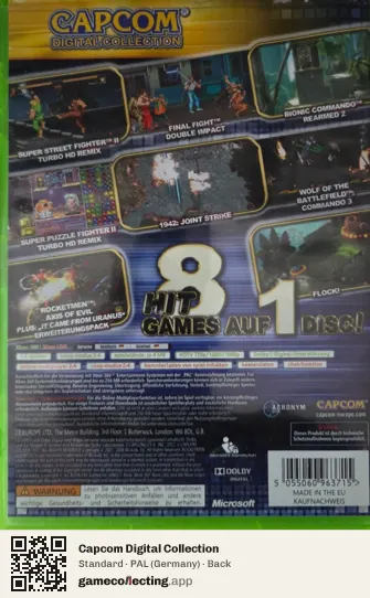 Capcom Digital Collection Xbox 360, Germany box back