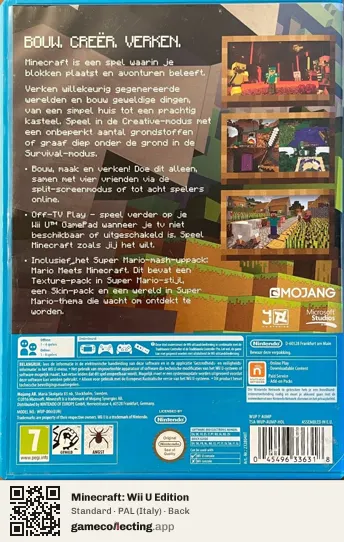 Minecraft: Wii U Edition Nintendo Wii U, Italy box back
