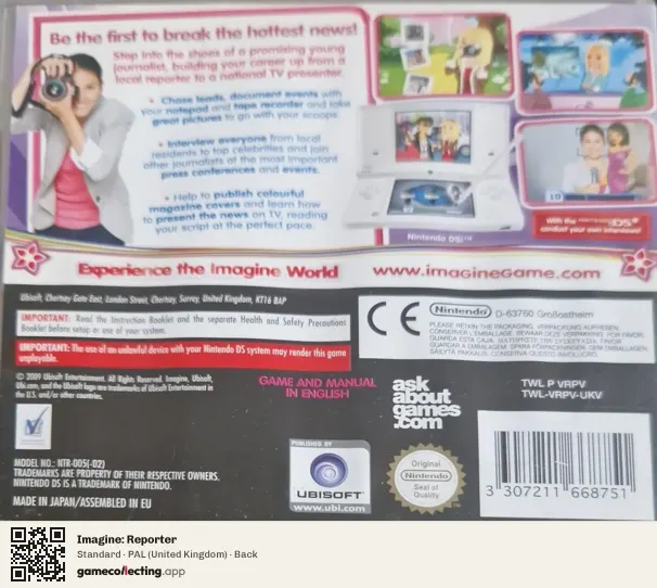 Imagine: Reporter Nintendo DS, United Kingdom box back