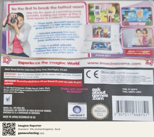 Imagine: Reporter Nintendo DS, United Kingdom box back
