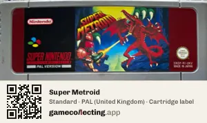 Super Metroid Super Nintendo Entertainment System, PAL cartridge label