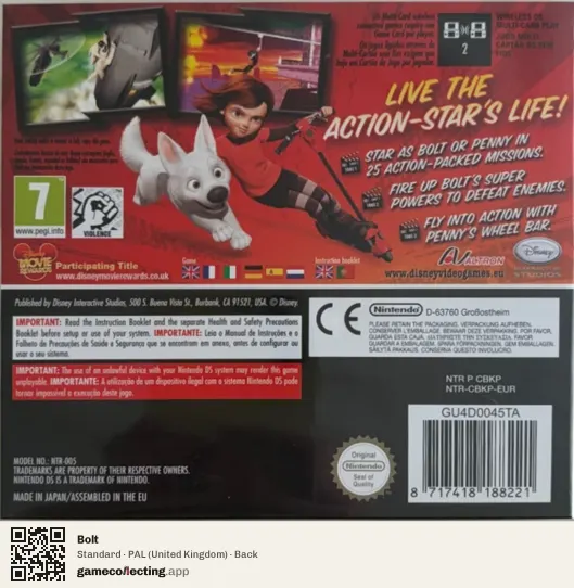 Bolt Nintendo DS, United Kingdom box back
