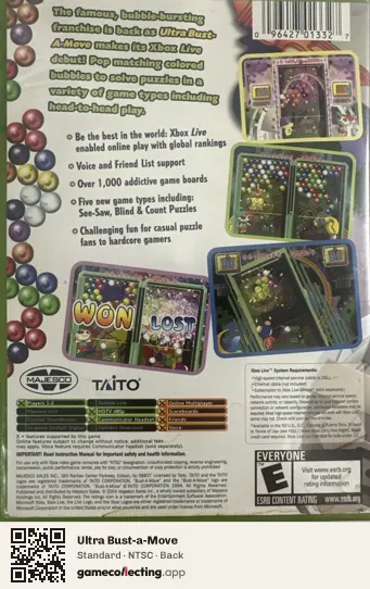 Ultra Bust-a-Move Xbox, NTSC box back