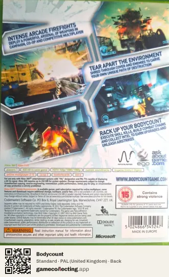Bodycount Xbox 360, United Kingdom box back