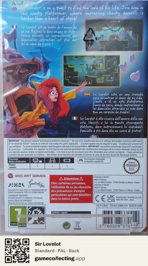 Sir Lovelot Nintendo Switch, PAL box back