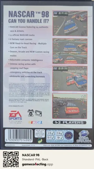 NASCAR 98 Sega Saturn, PAL box back