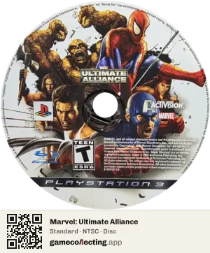 Marvel: Ultimate Alliance PlayStation 3, NTSC disc