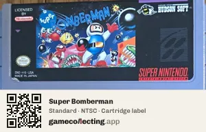 Super Bomberman Super Nintendo Entertainment System, NTSC cartridge label