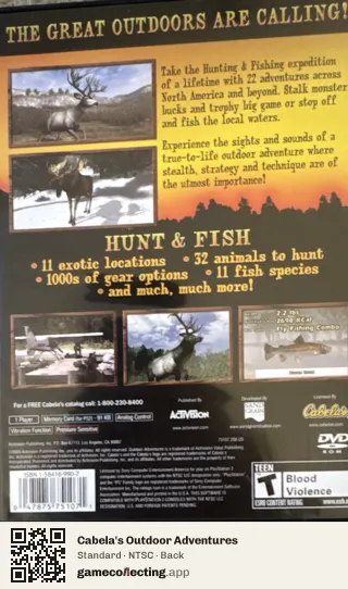 Cabela's Outdoor Adventures PlayStation 2, NTSC box back
