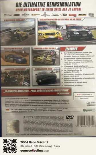 TOCA Race Driver 2 PlayStation 2, Germany box back
