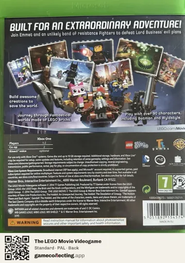 The LEGO Movie Videogame Xbox One, PAL box back